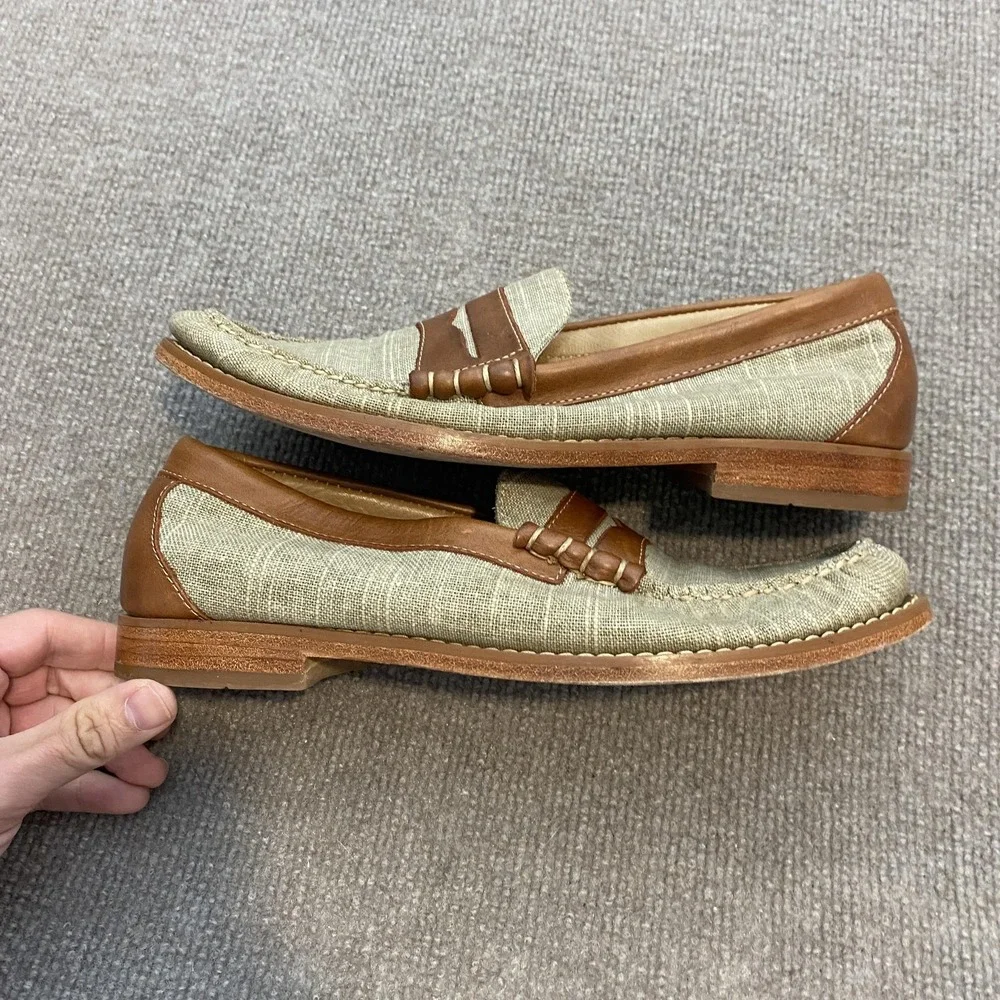 Johnston & Murphy Shoes Mens Size 8.5 M Beige Penny Loafers Slip On 59-10816